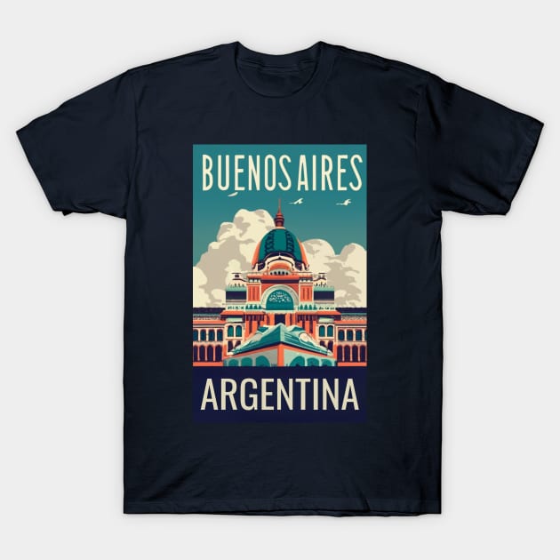 A Vintage Travel Art of Buenos Aires - Argentina T-Shirt by goodoldvintage